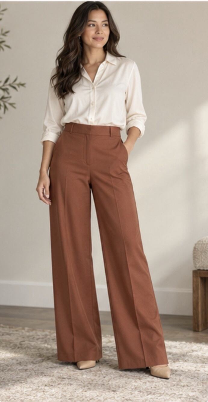 Banana Republic Hayden Women’s 4P Brown High Rise Wide Leg Dress Pants